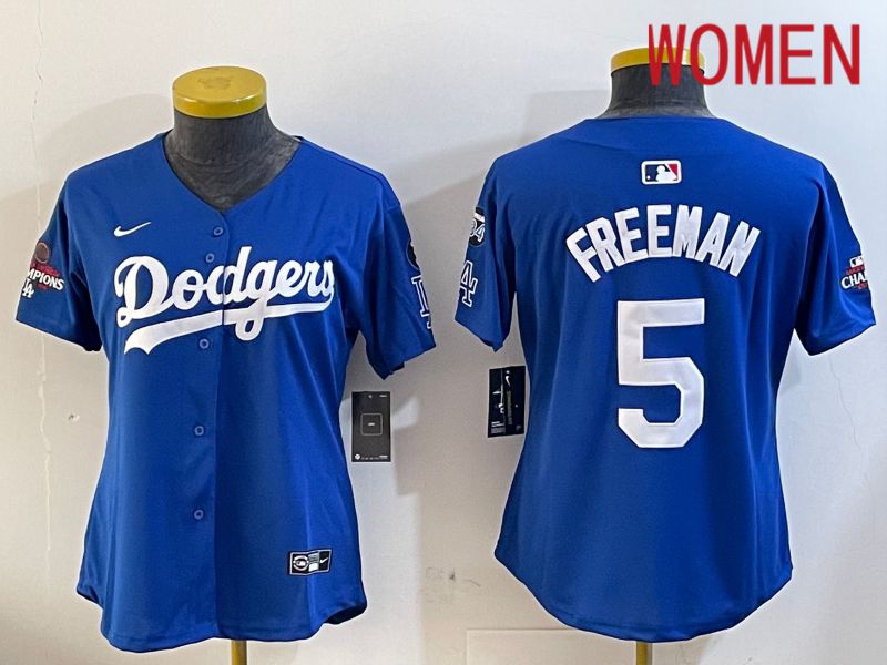 Women Los Angeles Dodgers #5 Freeman Blue Game 2024 Nike MLB Jersey style 12054->women mlb jersey->Women Jersey